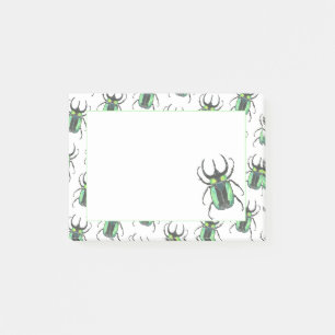 Teal Atlas Watercolor Beetle Kärlek Kryp Post-it Block