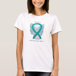 Teal Awareness Ribbon Angel Anpassningsbar Orsak S Tee