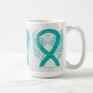 Teal Awareness Ribbon Angel Art Mugg
