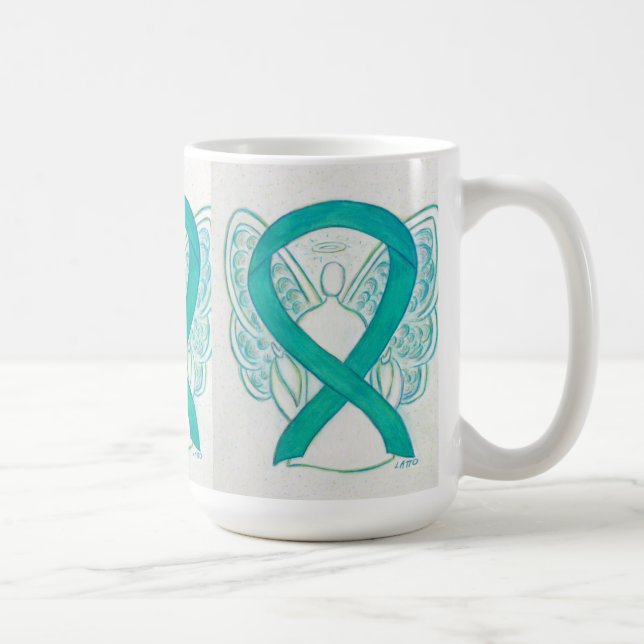 Teal Awareness Ribbon Angel Art Mugg (Höger)
