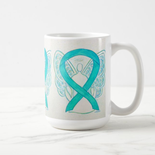 Teal Awareness Ribbon Angel Art Mugg (Höger)