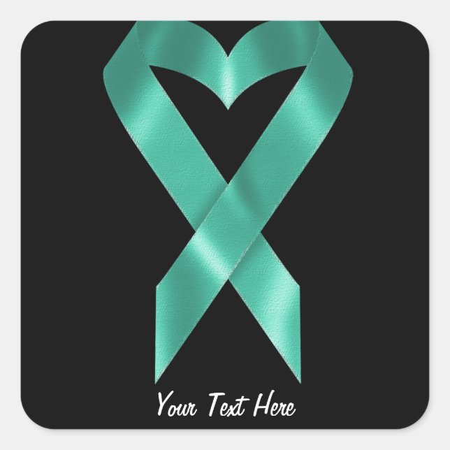 Teal Awareness Ribbon (anpassadet) Fyrkantigt Klistermärke (Framsida)