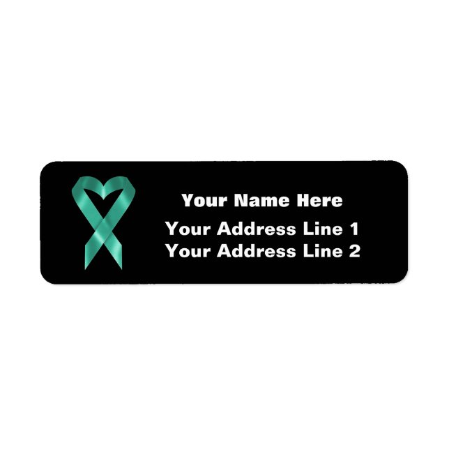 Teal Awareness Ribbon (anpassadet) Returadress Etikett (Framsidan)