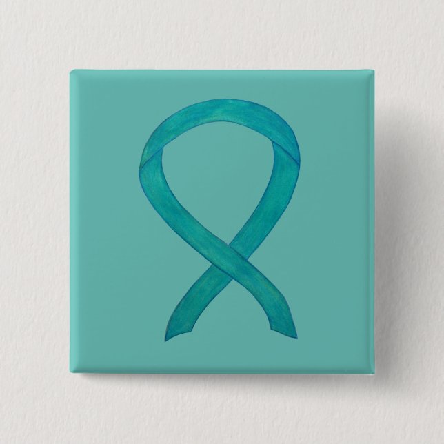 Teal Awareness Ribbon Anpassningsbar Art Lapel Pin Knapp (Framsida)