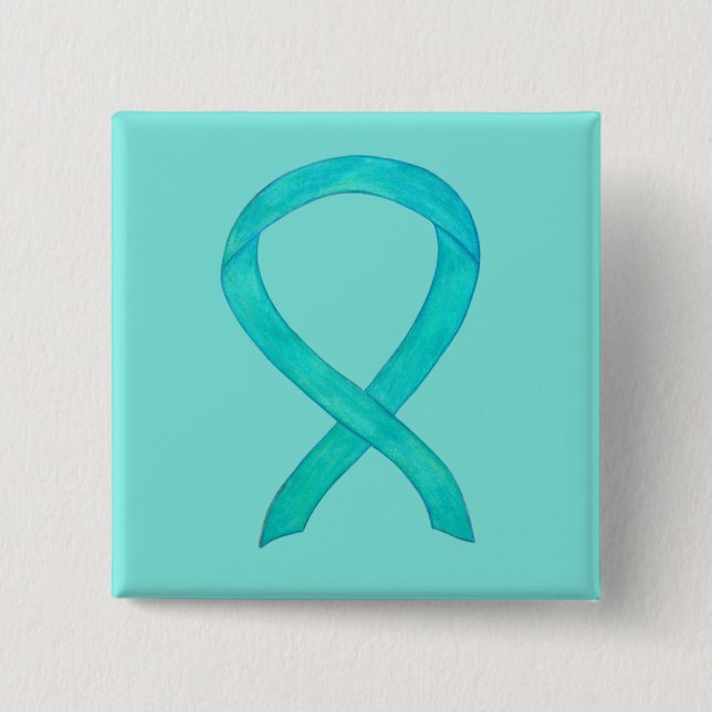 Teal Awareness Ribbon Anpassningsbar Art Lapel Pin Knapp (Framsida)