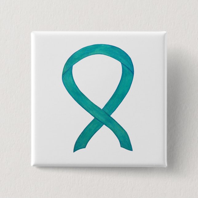 Teal Awareness Ribbon Anpassningsbar Art Lapel Pin Knapp (Framsida)