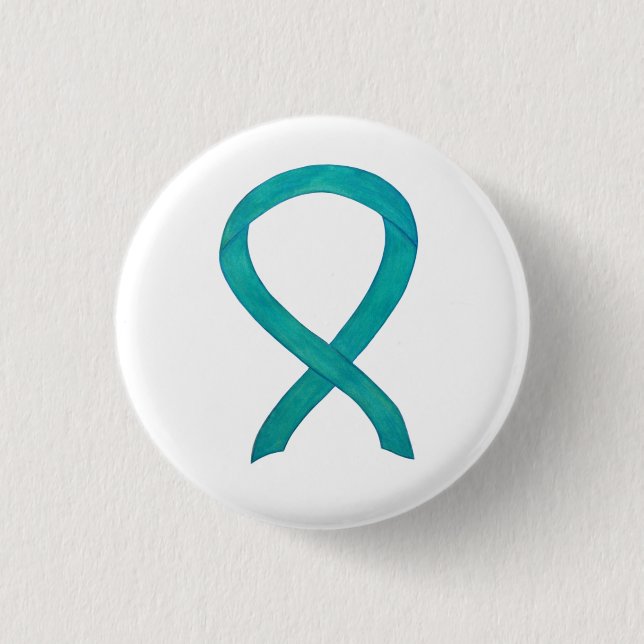 Teal Awareness Ribbon Anpassningsbar Art Lapel Pin Knapp (Framsida)
