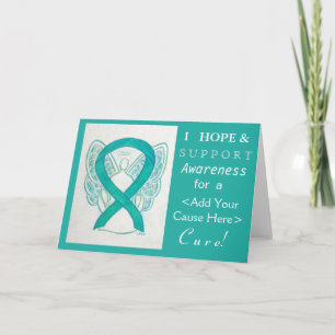 Teal Awareness Ribbon Anpassningsbar orsakar gelän Kort