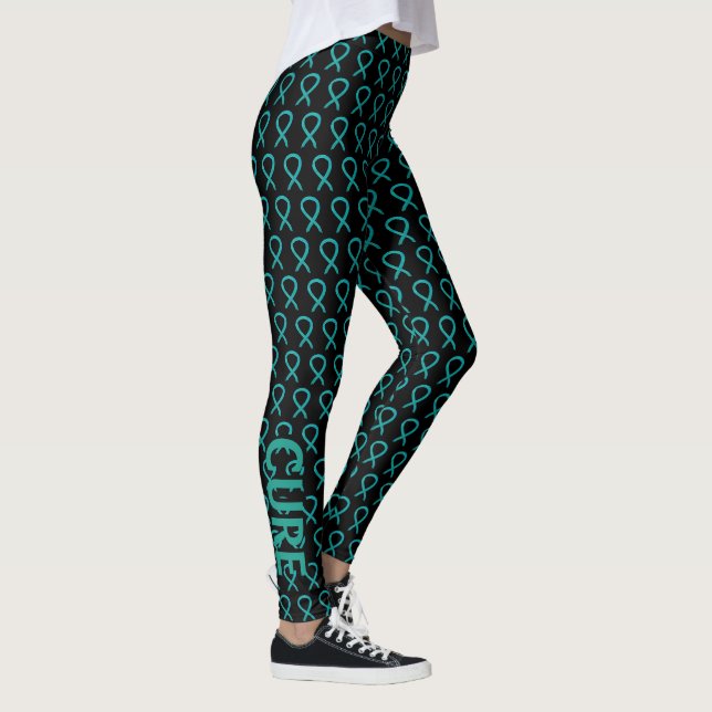 Teal Awareness Ribbon Hope & Cure Anpassningsbar L Leggings (Höger)