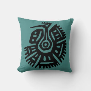 Teal Aztec-beslag med vculture Motif Kudde