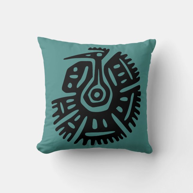 Teal Aztec-beslag med vculture Motif Kudde (Framsida)