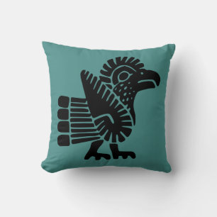 Teal Aztec Pillow with Tupp Motif Kudde
