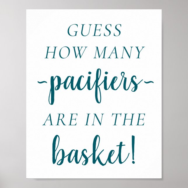 Teal Baby Shower | Aqua gissar hur många Bord-teck Poster (Framsidan)
