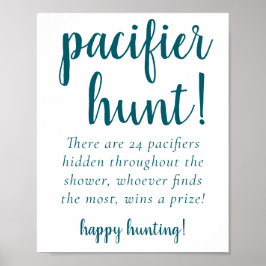 Teal Baby Shower | Aqua Nappar Hunt Party Sign Poster
