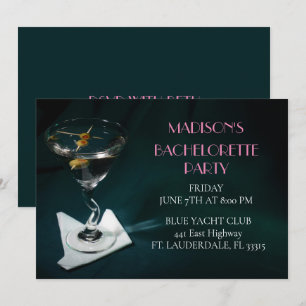 Teal Bachelorette Martini Brudens sida Inbjudningar