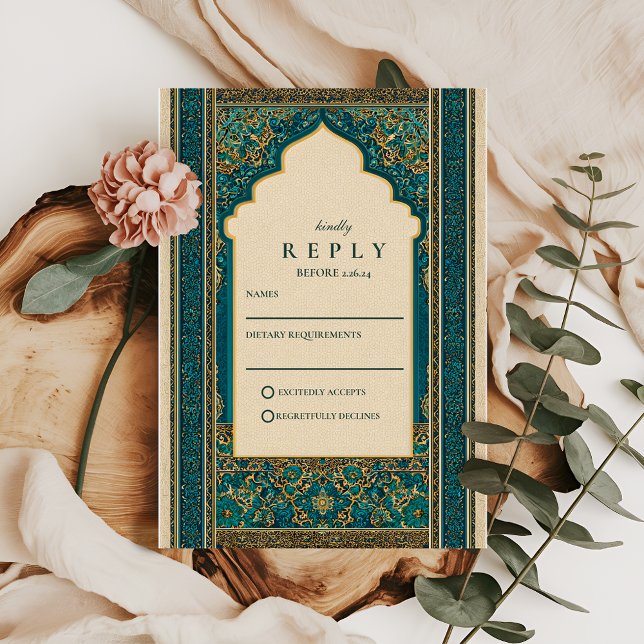Teal-båge Islamsk Bröllop OSA Kort (Skapare uppladdad)