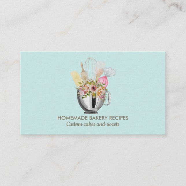 Teal Bakery Food Cook Personal Chef Catering Visitkort (Framsida)