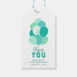 Teal Balloons Tack Presentetikett