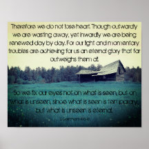 Teal Barn-2 Corinthians 4:16-18 Poster