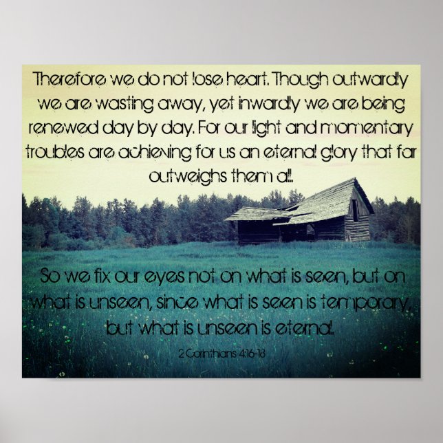 Teal Barn-2 Corinthians 4:16-18 Poster (Framsidan)