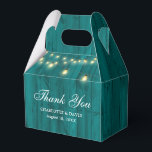 Teal Barn Wood String Ljus Bröllop Presentaskar<br><div class="desc">Rustic teal bröllop tackar er för att ni föredrar en låda med ljus på en lada med träbakgrund.</div>
