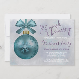 Teal Bauble Lila Glitter-skript jul Party Inbjudningar