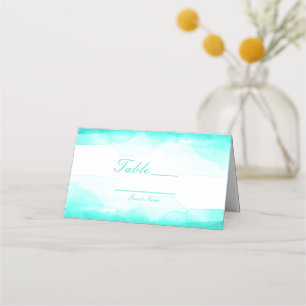 Teal Beach Aqua Watercolor-Bordsnummer Sittplats Placeringskort