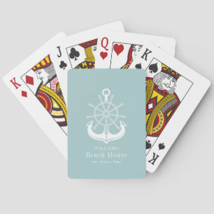 Teal Beach House Family Namn Anchor Casinokort