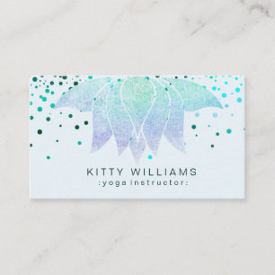 Teal Beach Lotus Flower Yoga Instructor Confetti Visitkort