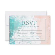 Teal Beach Ocean Sand Bröllop RSVP