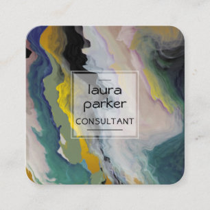 Teal Beach Watercolor Abstrakt Splatter Art Square Fyrkantigt Visitkort