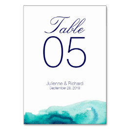 Teal Beach Wedding Bord-kort Bordsnummer