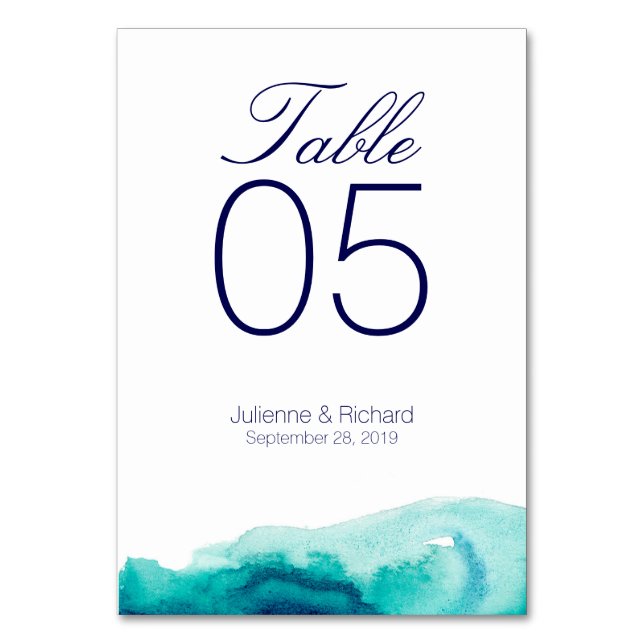Teal Beach Wedding Bord-kort Bordsnummer (Framsidan)