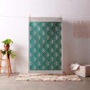 teal,beige,art nouveau,art deco, fläkt mönster,vin tyg