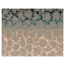 Teal Beige Succulent Blommigt Metallic Mönster