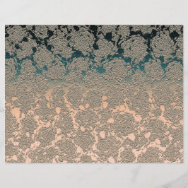 Teal Beige Succulent Blommigt Metallic Mönster