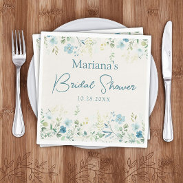 Teal Beige WildblommBlommigt Möhippa Pappersservett