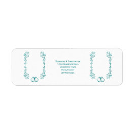 Teal Bell Scrollwork Design Bröllop Returadress Returadress Etikett
