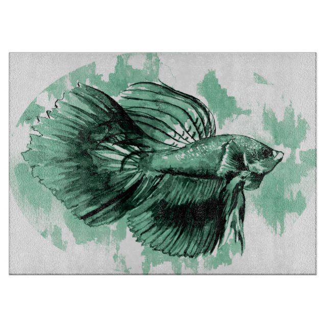 Teal Betta Fish Decorative Cutter Board (Framsidan)