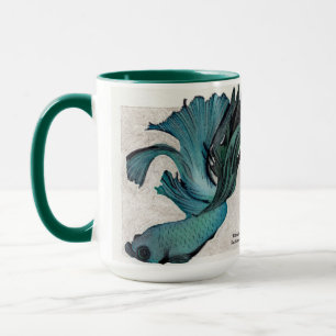 Teal Betta Fish Personalize Large Coffee Mugg