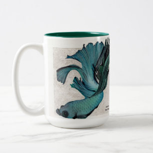 Teal Betta-fisken anpassar den stora kaffekaffeln Två-Tonad Mugg