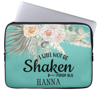 Teal Bible Verse Pampas Grass Electronics Bag Laptop Fodral