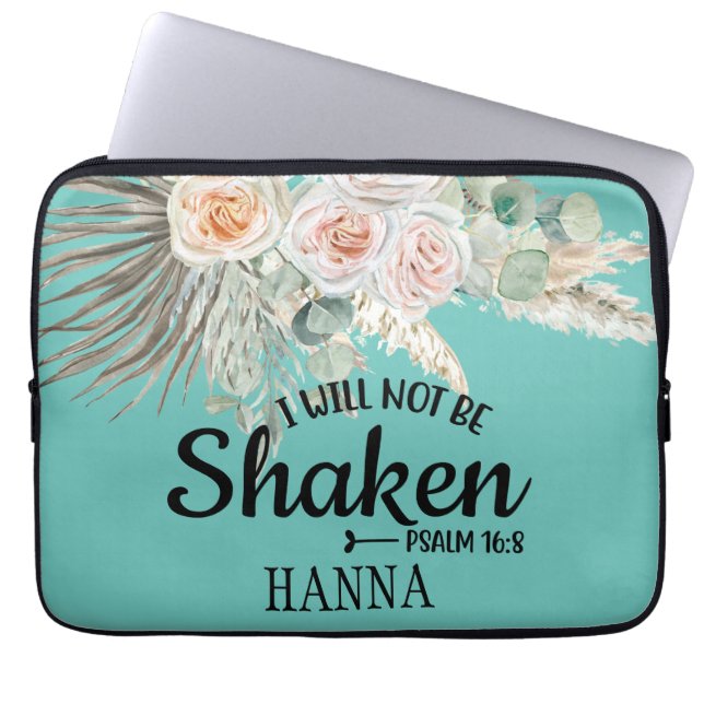 Teal Bible Verse Pampas Grass Electronics Bag Laptop Fodral (Framsidan)