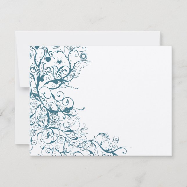 Teal Birds & Swirls Bröllop OSA Card (Framsida)