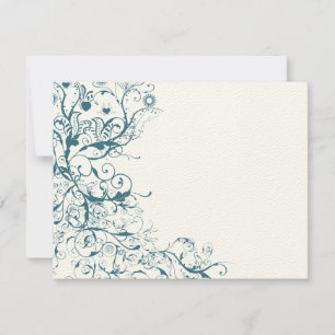 Teal Birds & Swirls Bröllop OSA Card Kort
