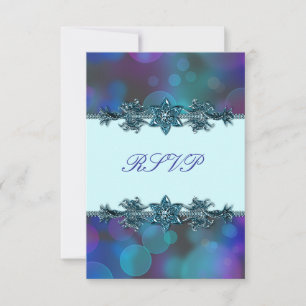Teal Blå Lila Bubblor Quinceanera RSVP OSA Kort