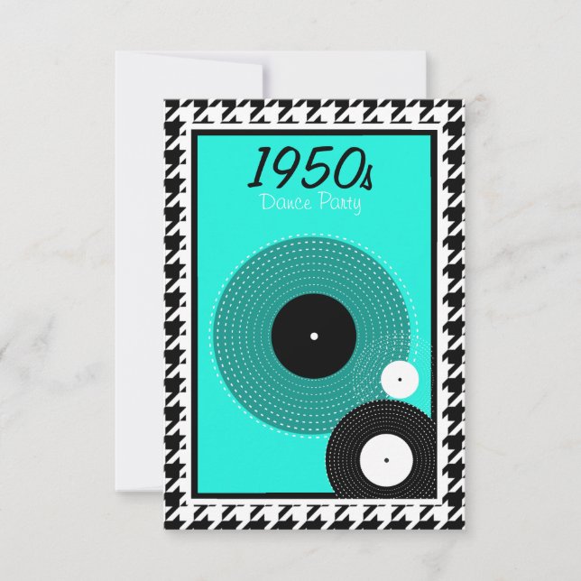 Teal, blå, svart och vit 1950-tal OSA kort (Framsida)
