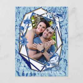 Teal Blåa blommor på ett texturerat skulpturstöd Meddelande Vykort