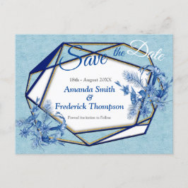 Teal Blåa blommor på ett texturerat skulpturstöd Meddelande Vykort