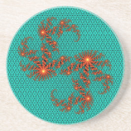 Teal Black Abstract Mandala Pattern Underlägg